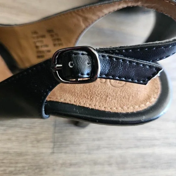 Classic Black Peep Toe Slingback Heels – George Kitten Heel - Picture 8 of 8